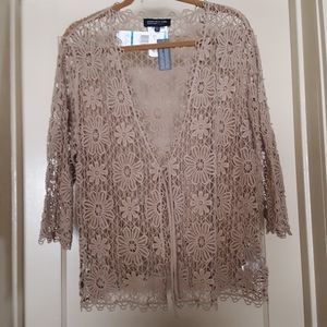 Jones NY Sig. Women's Croched-Look Cardigan. 0X/1X